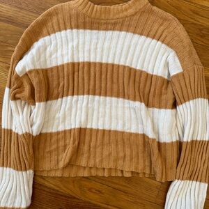 Burnt orange and white stripped American eagle cropped sweater